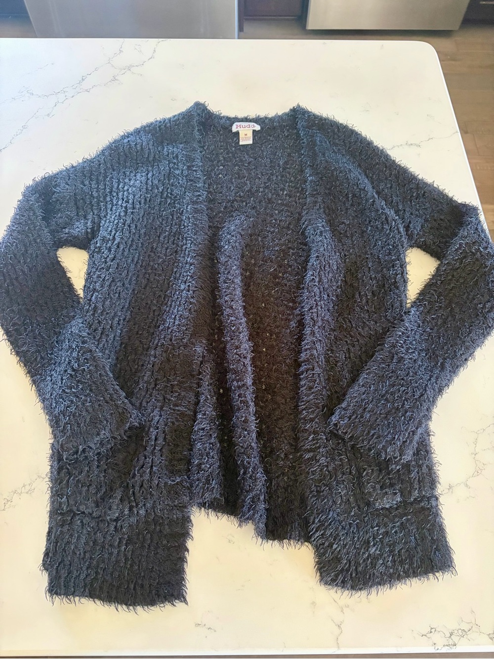 Mudd Black Fuzzy Open-Front Cardigan - Women’s Medium